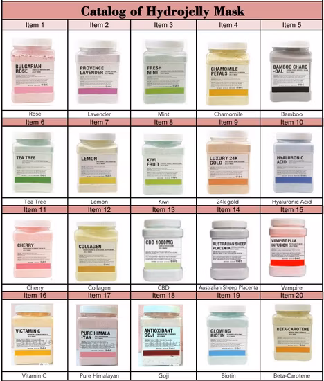 Beauty Face 650g 24K Oro Lavanda Petali di rosa bulgara Maschera idrogeatina Peel off Idratante Idro viso Argilla Gelatina Maschera in polvere